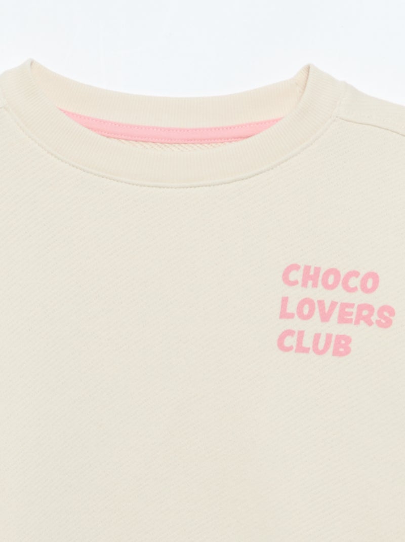 Sweatshirt de moletão leve estampada frente e verso Bege - Kiabi