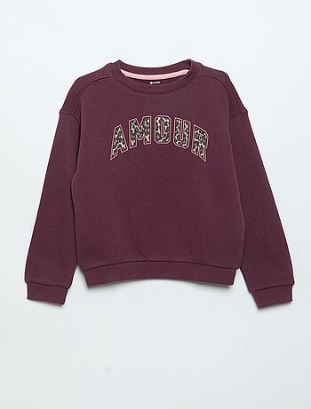 Sweatshirt de moletão leve estampada frente e verso