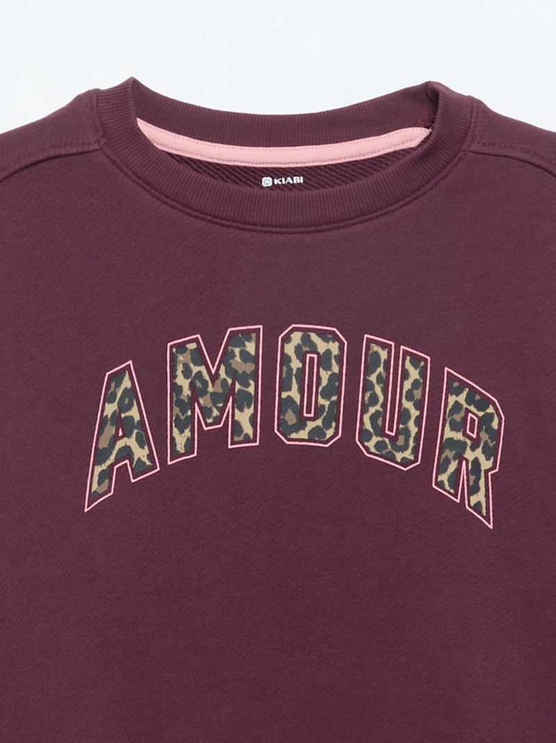Sweatshirt de moletão leve estampada frente e verso Rosa - Kiabi