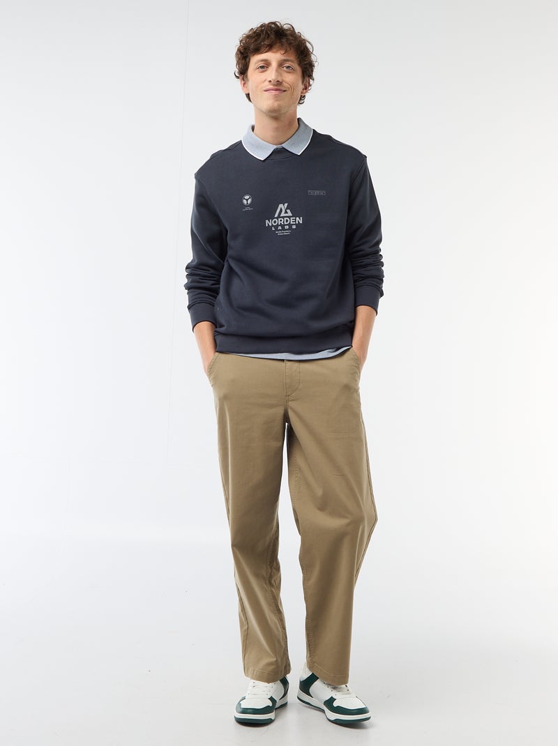 Sweatshirt de Moletom Leve com Estampa Frente e Verso Azul - Kiabi