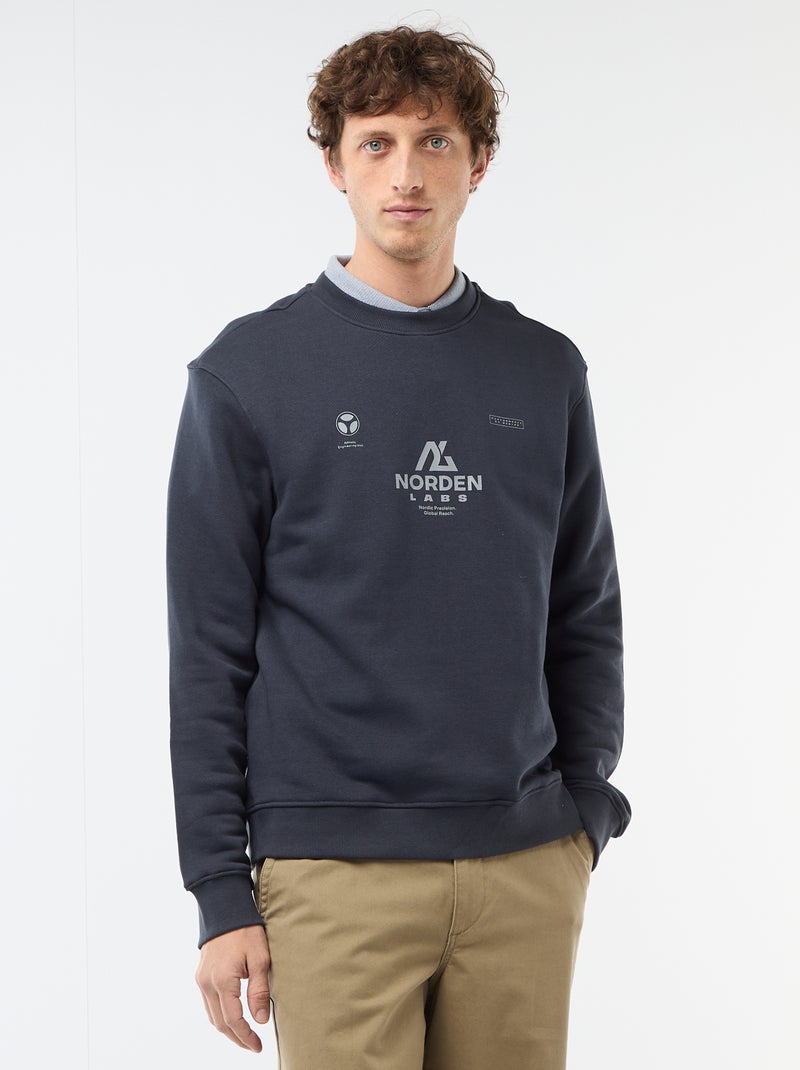 Sweatshirt de Moletom Leve com Estampa Frente e Verso Azul - Kiabi