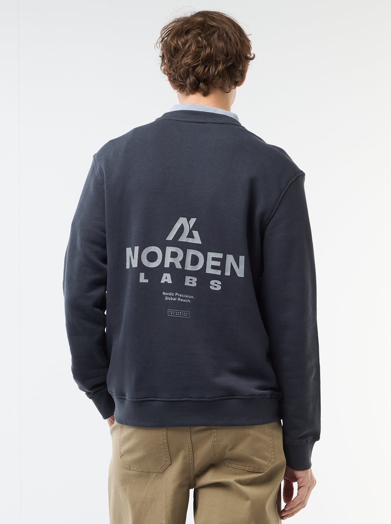Sweatshirt de Moletom Leve com Estampa Frente e Verso Azul - Kiabi