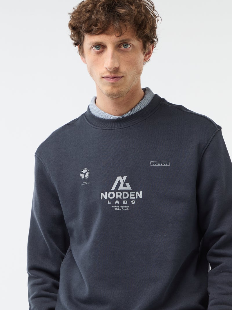 Sweatshirt de Moletom Leve com Estampa Frente e Verso Azul - Kiabi
