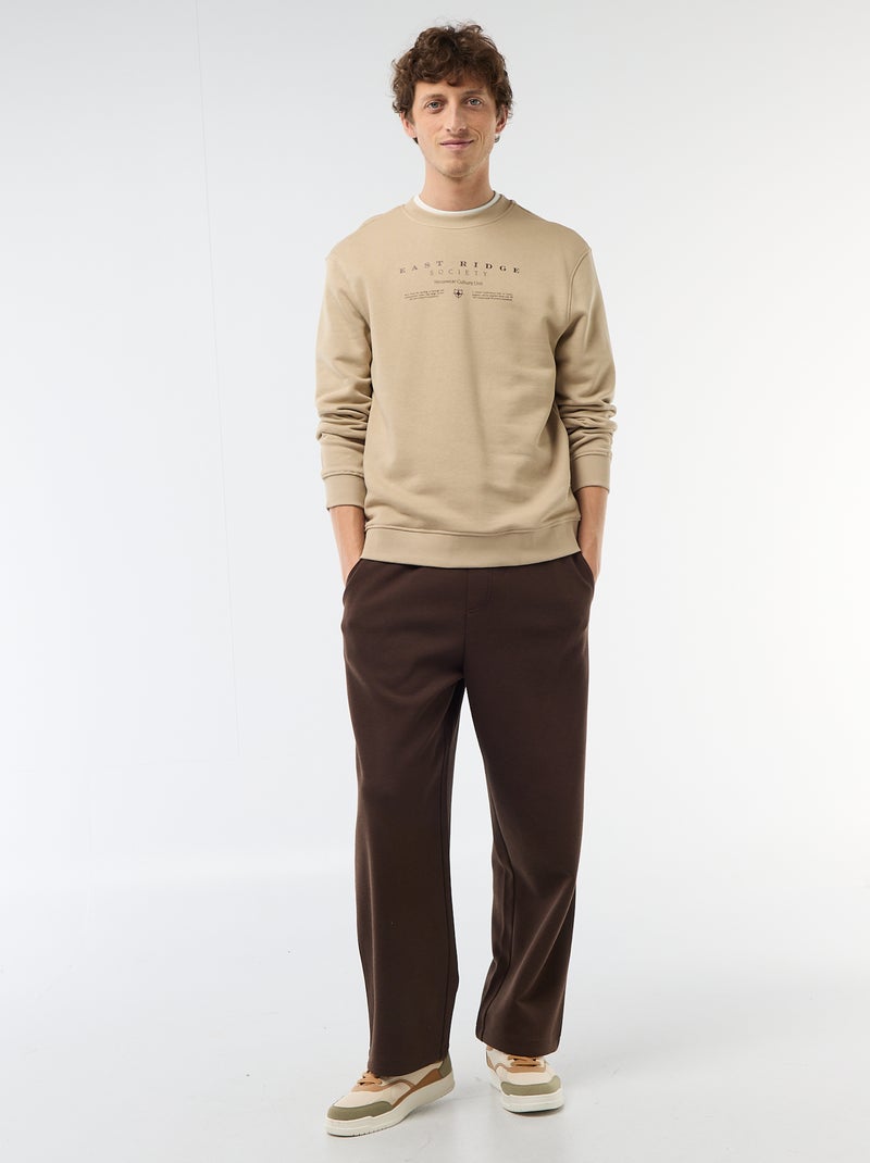 Sweatshirt de Moletom Leve com Estampa Frente e Verso Bege - Kiabi