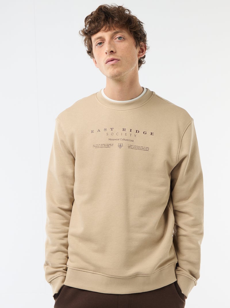 Sweatshirt de Moletom Leve com Estampa Frente e Verso Bege - Kiabi