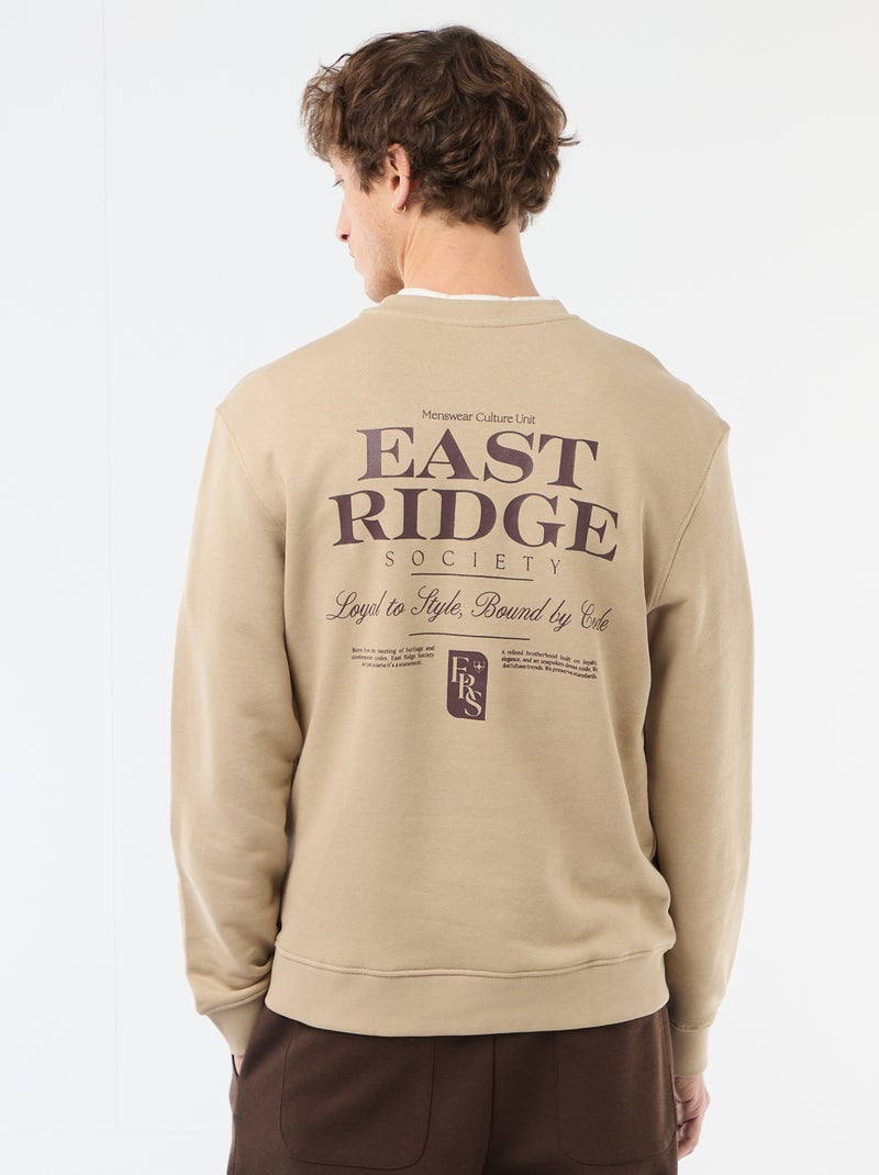 Sweatshirt de Moletom Leve com Estampa Frente e Verso Bege - Kiabi
