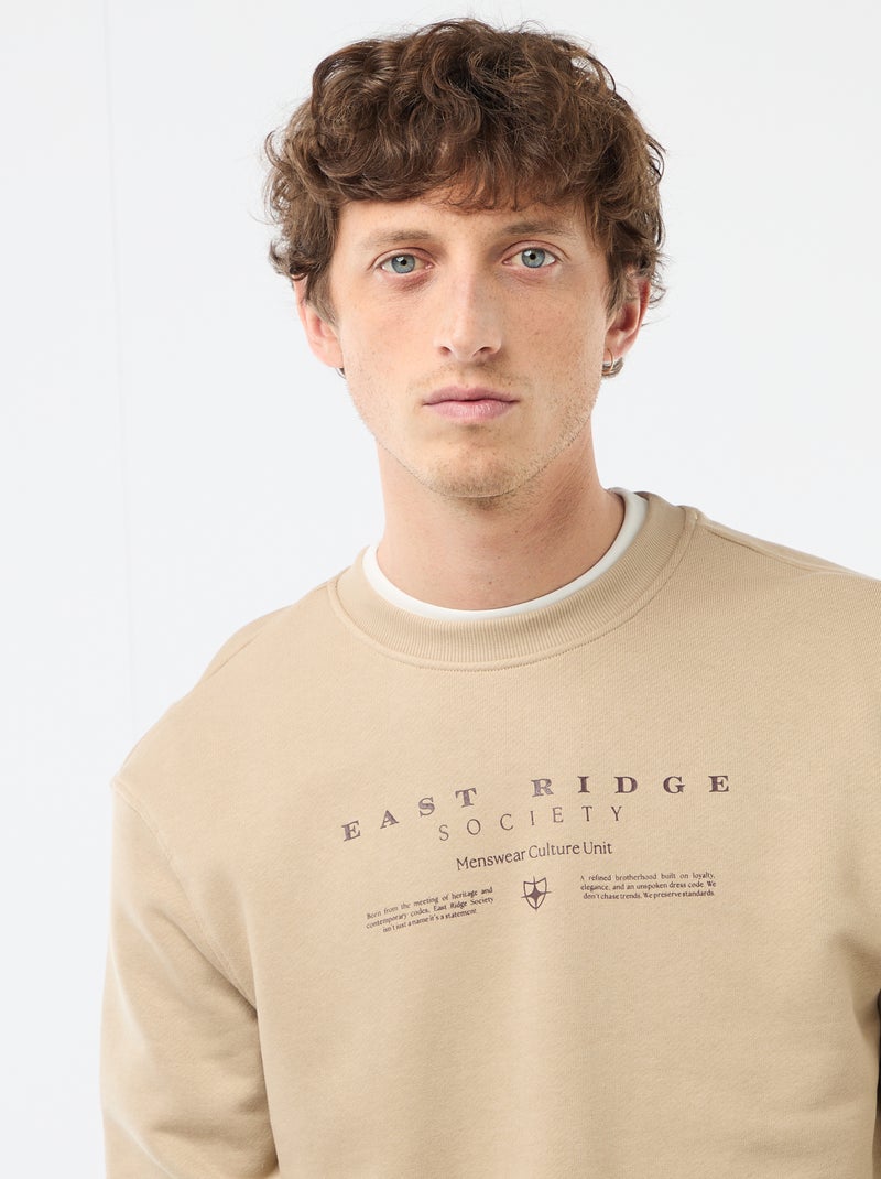 Sweatshirt de Moletom Leve com Estampa Frente e Verso Bege - Kiabi