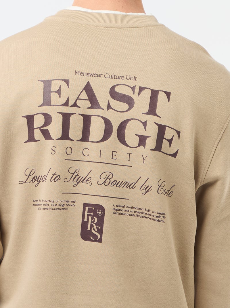 Sweatshirt de Moletom Leve com Estampa Frente e Verso Bege - Kiabi