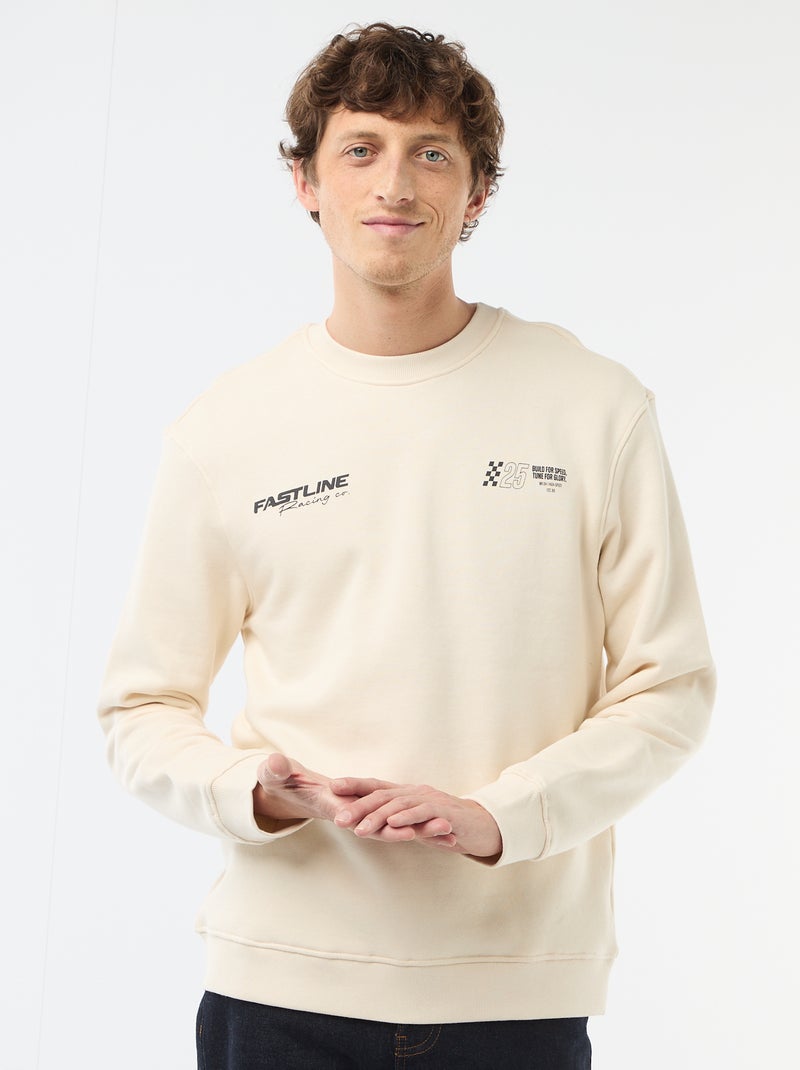 Sweatshirt de Moletom Leve com Estampa Frente e Verso Branco - Kiabi