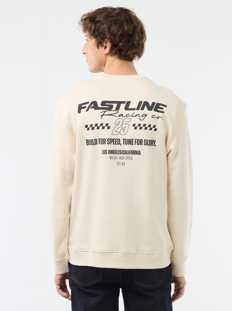 Sweatshirt de Moletom Leve com Estampa Frente e Verso Branco - Kiabi