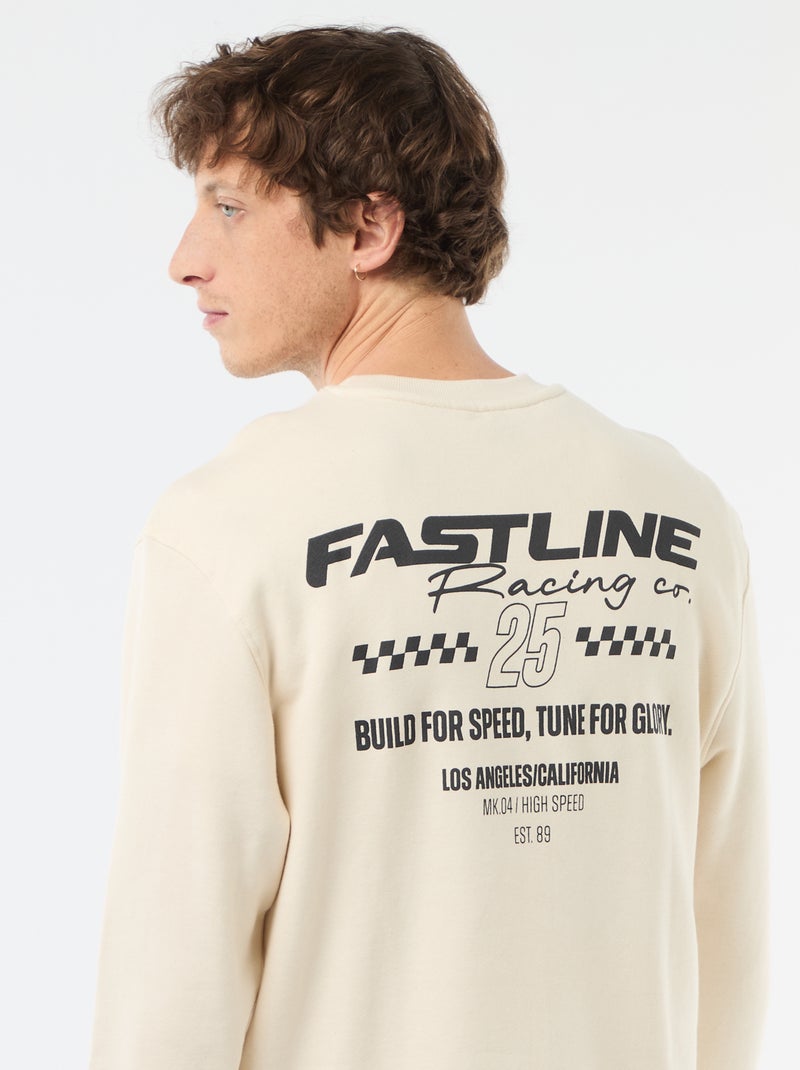 Sweatshirt de Moletom Leve com Estampa Frente e Verso Branco - Kiabi