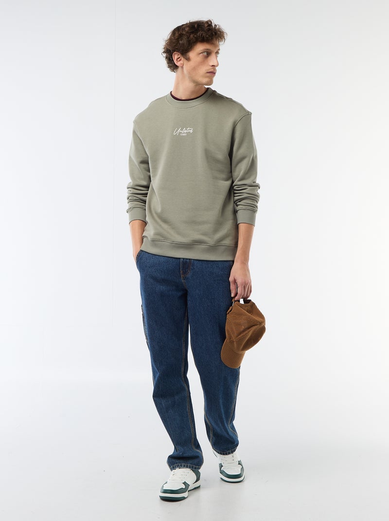 Sweatshirt de Moletom Leve com Estampa Frente e Verso Caqui - Kiabi