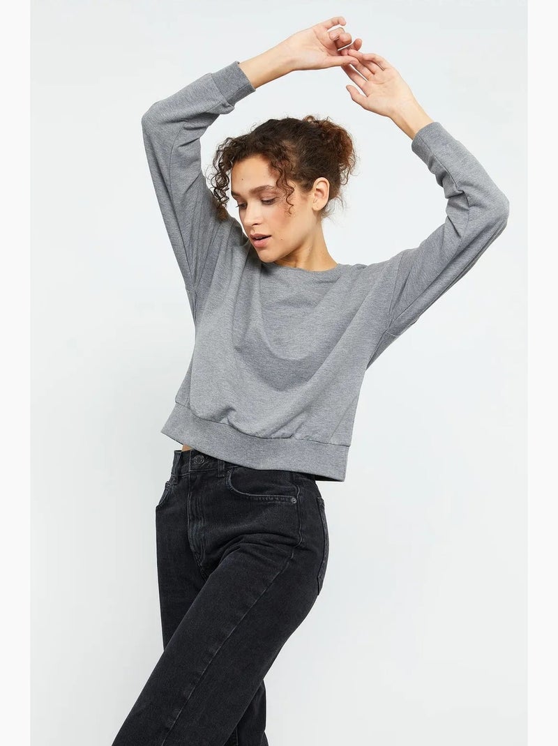 Sweatshirt de mulher relaxed com decote redondo tommy Cinza - Kiabi
