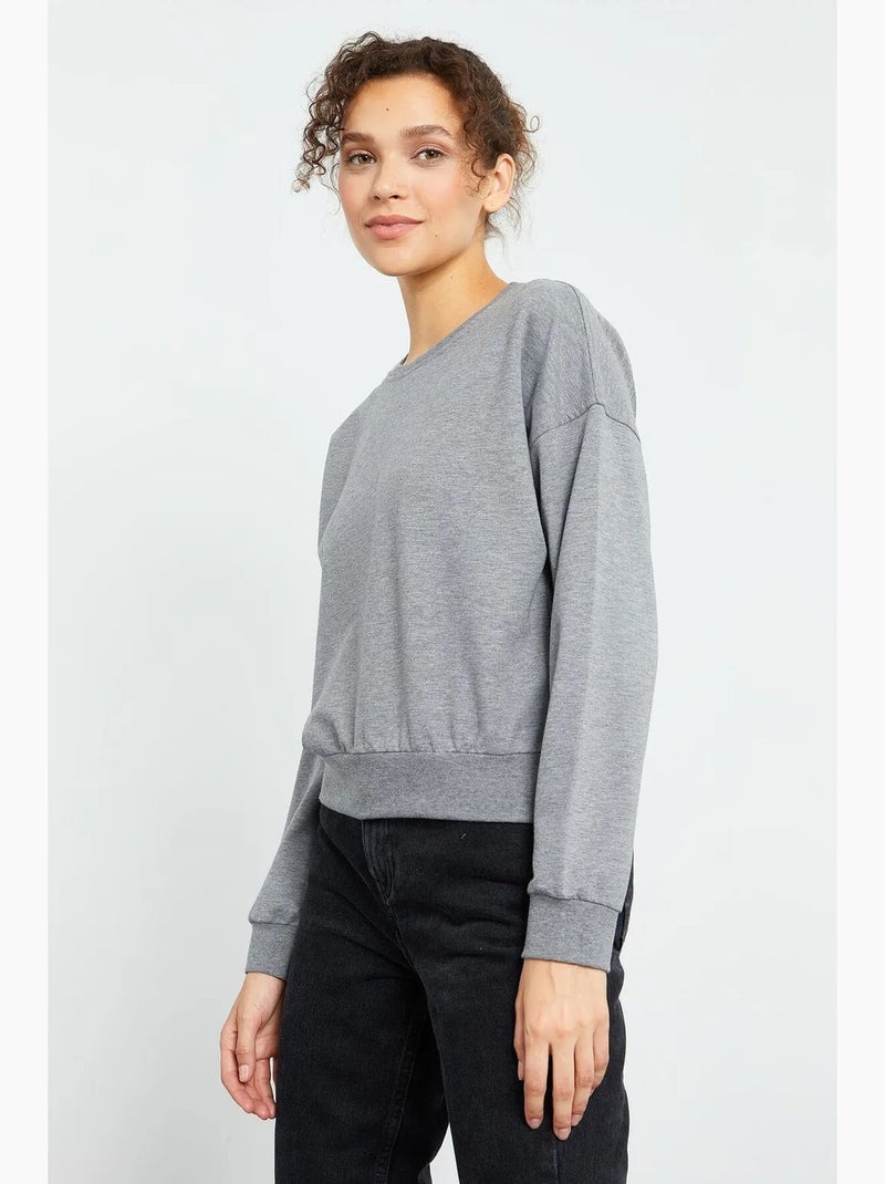 Sweatshirt de mulher relaxed com decote redondo tommy Cinza - Kiabi