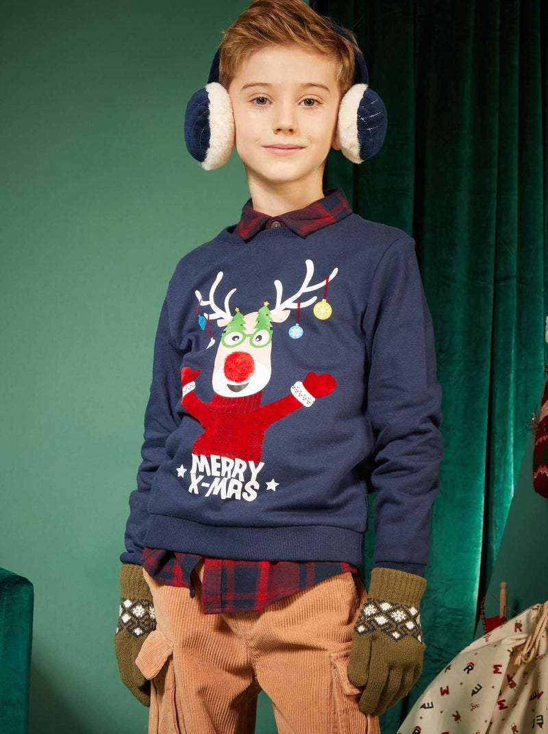 Sweatshirt de Natal com estampado Azul - Kiabi