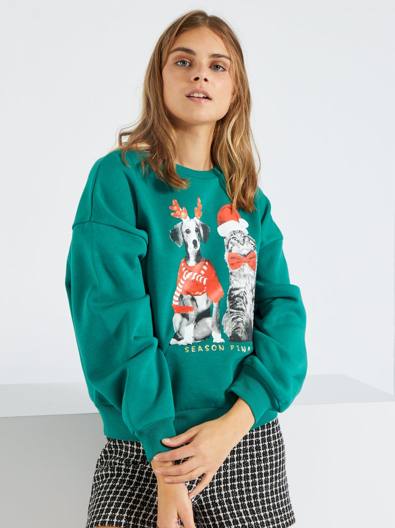 Sweatshirt de Natal em moletão VERDE - Kiabi