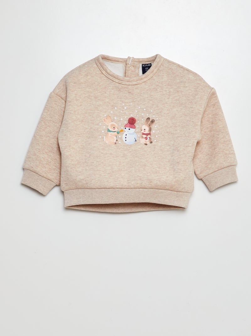 Sweatshirt de Natal em veludo BEGE - Kiabi