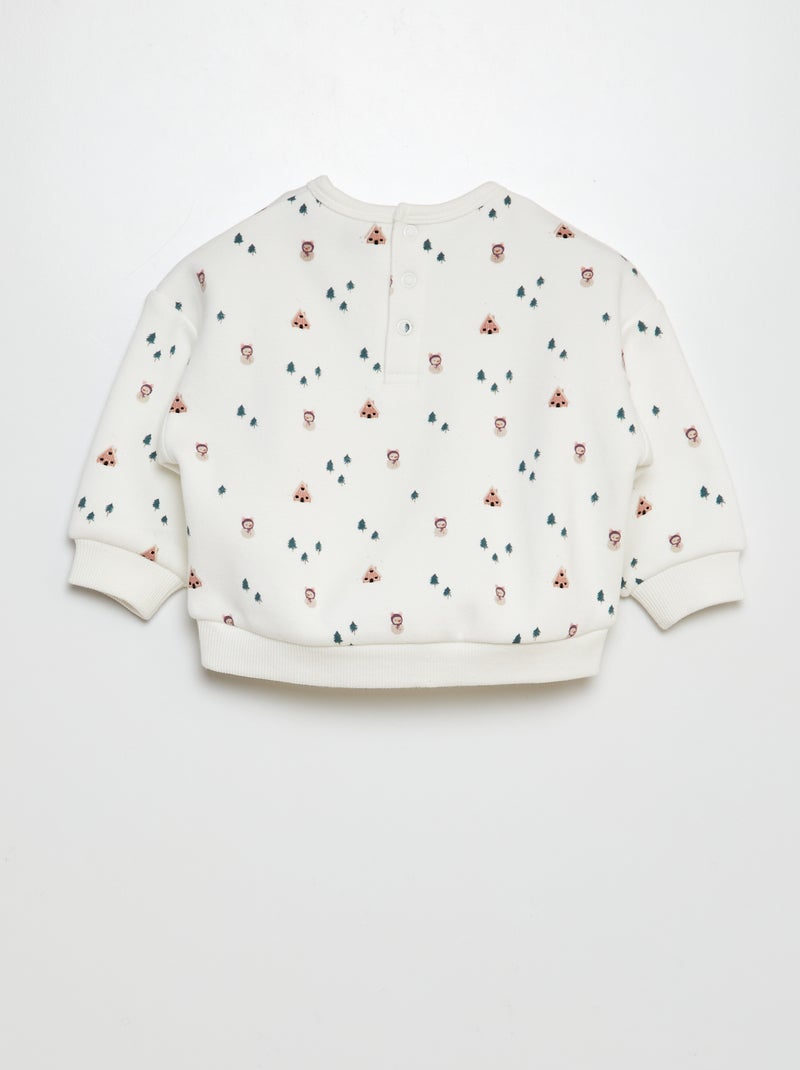 Sweatshirt de Natal em veludo BRANCO - Kiabi