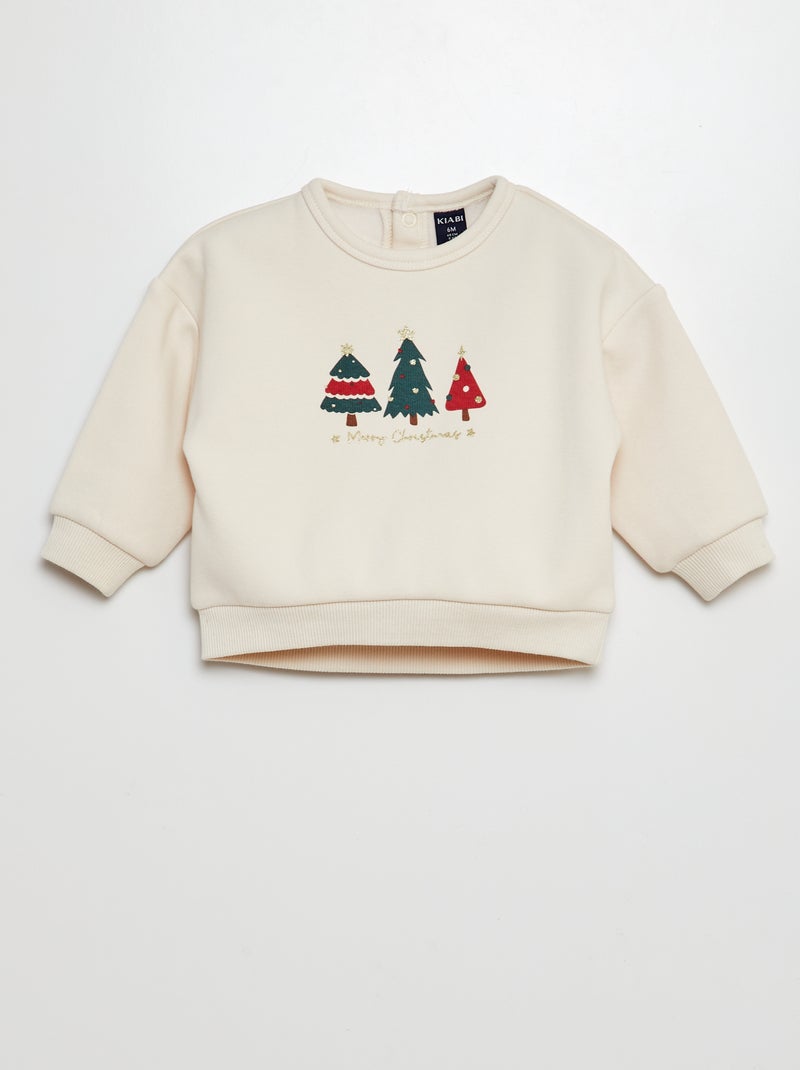Sweatshirt de Natal em veludo BRANCO - Kiabi
