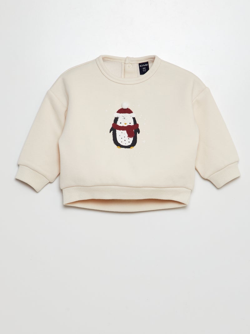 Sweatshirt de Natal em veludo BRANCO - Kiabi