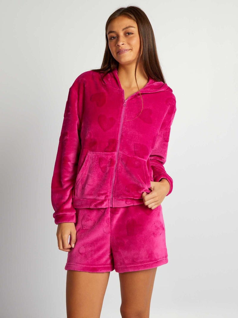 Sweatshirt de noite com fecho em malha polar ROSA - Kiabi