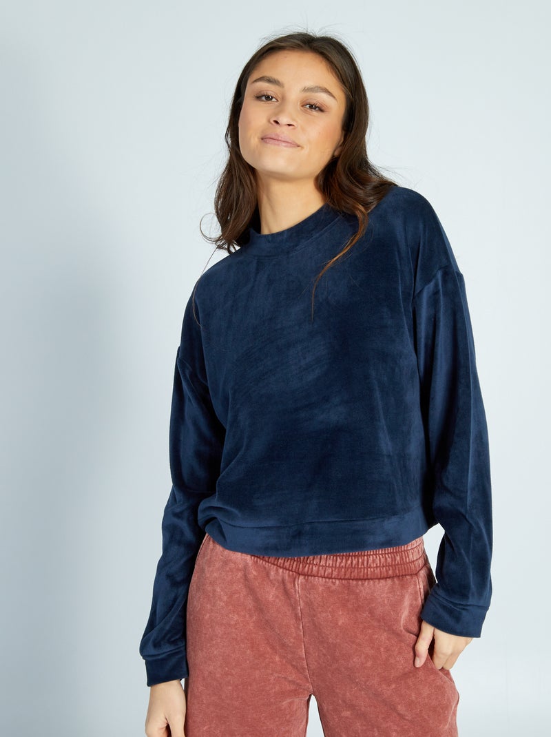 Sweatshirt de noite em malha polar AZUL - Kiabi