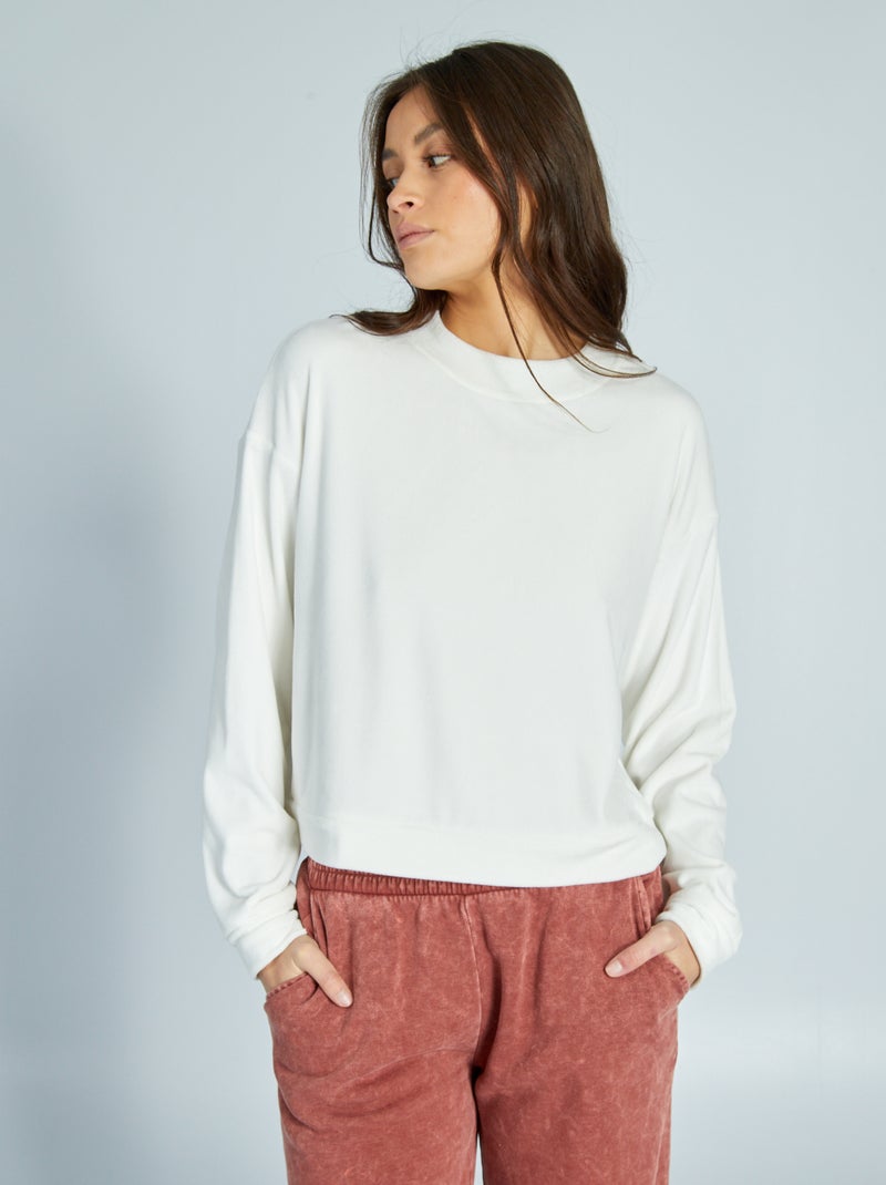 Sweatshirt de noite em malha polar Branco - Kiabi