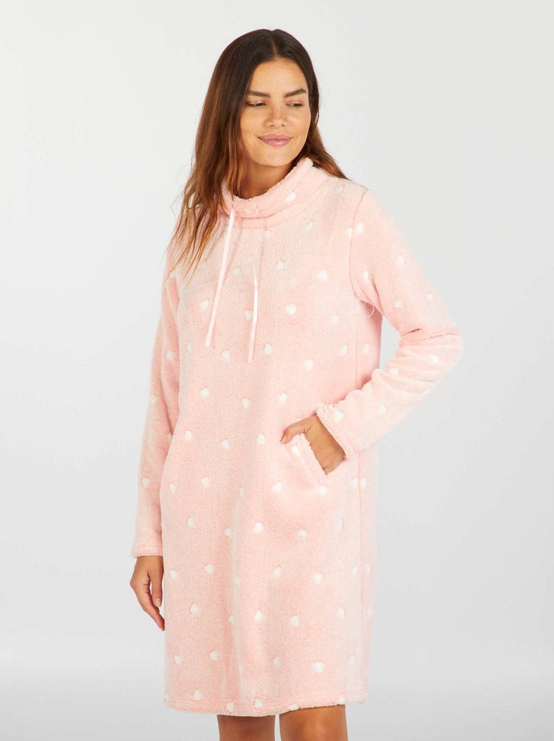 Sweatshirt de noite em malha polar 'corações' ROSA - Kiabi