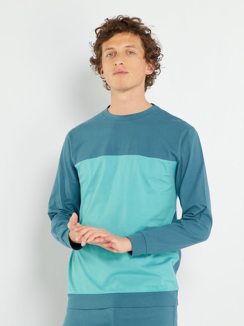 Sweatshirt de noite leve bicolor Azul - Kiabi