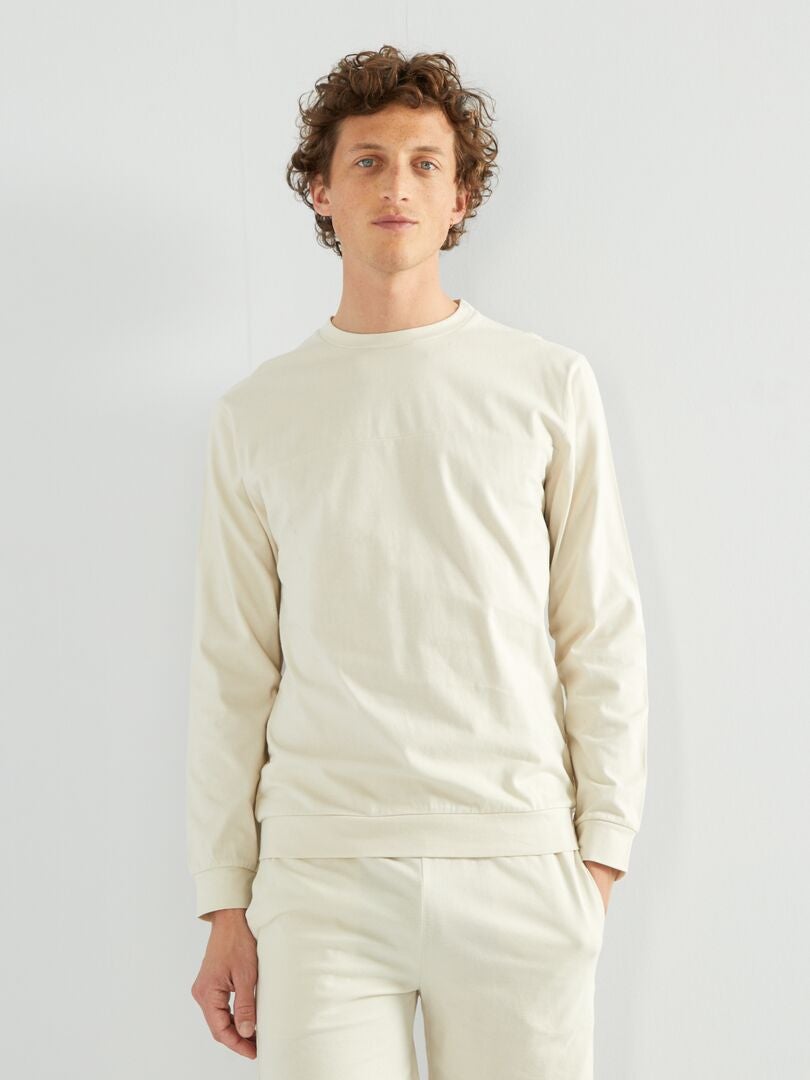 Sweatshirt de noite leve bicolor bege - Kiabi