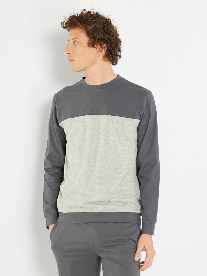 Sweatshirt de noite leve bicolor Cinza - Kiabi
