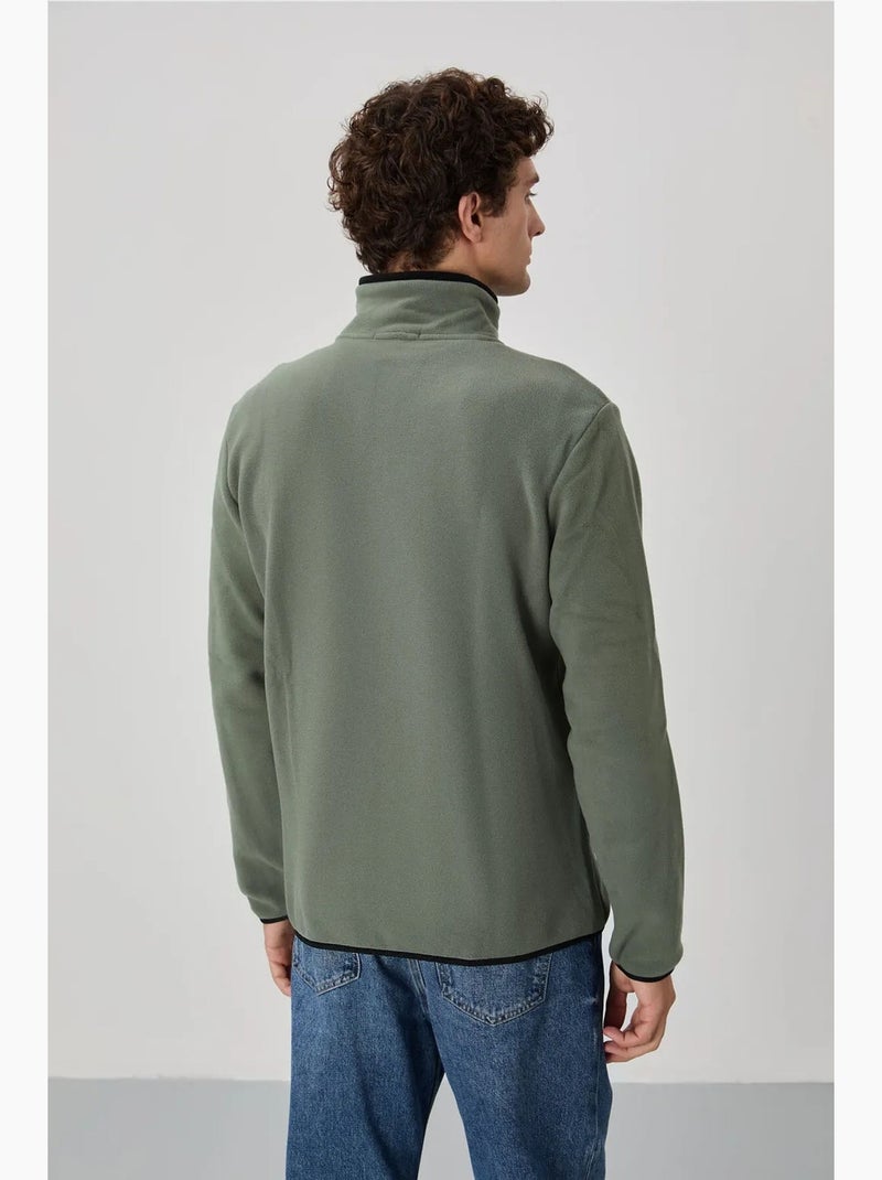 Sweatshirt de pelúcia com fecho de correr frontal para homem tommy Verde pastel - Kiabi