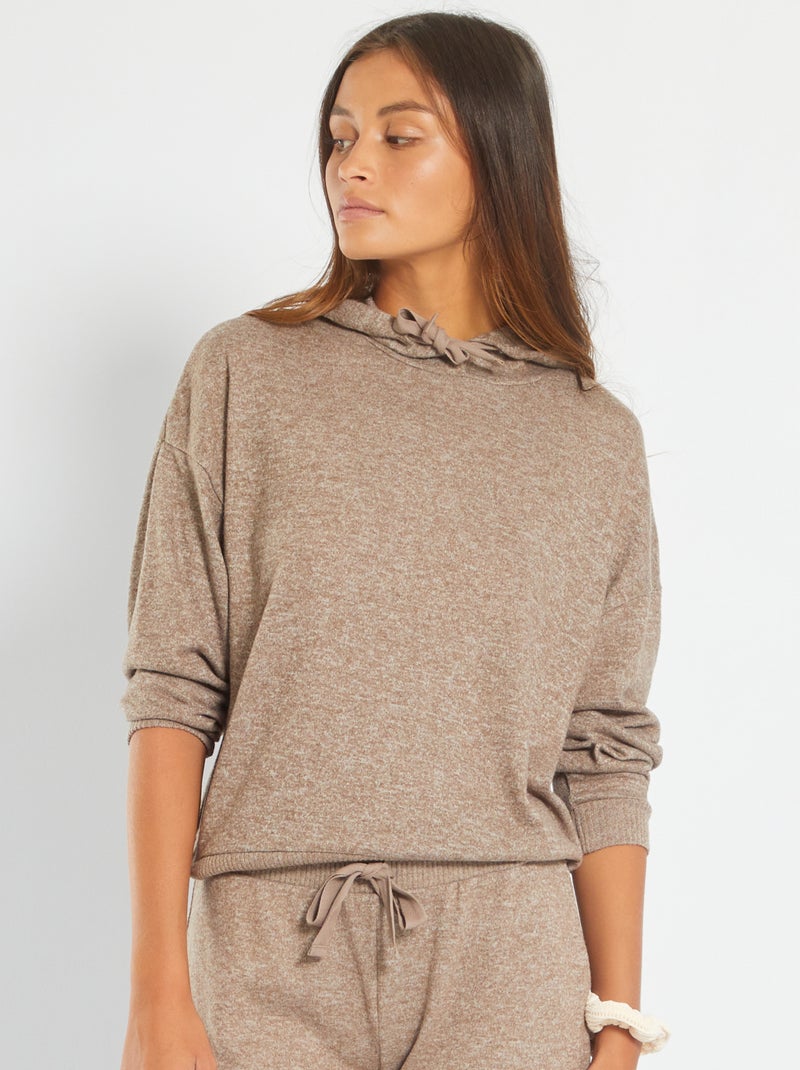 Sweatshirt de +pijama em malha matizada suave Cinza Bege - Kiabi