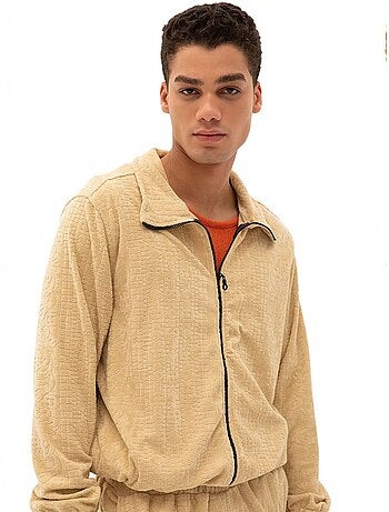 Sweatshirt de veludo com fecho à frente para homem giesto