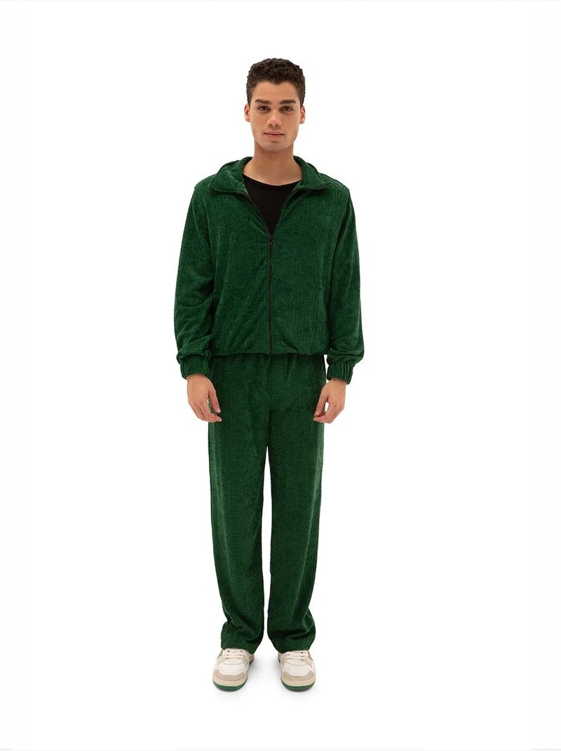 Sweatshirt de veludo com fecho à frente para homem giesto Verde garrafa - Kiabi