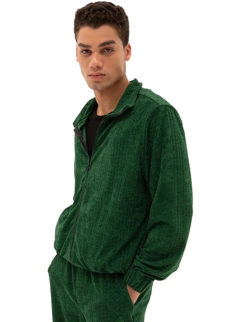 Sweatshirt de veludo com fecho à frente para homem giesto Verde garrafa - Kiabi