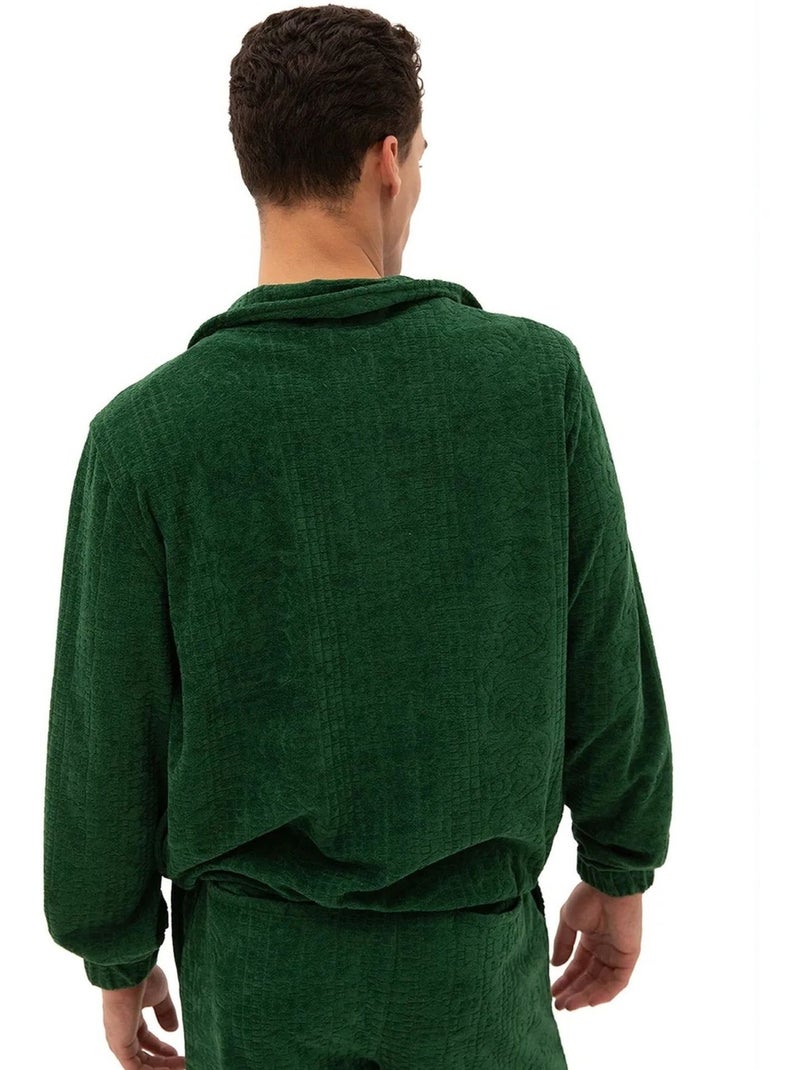 Sweatshirt de veludo com fecho à frente para homem giesto Verde garrafa - Kiabi
