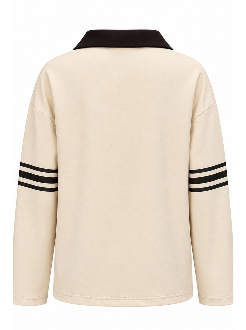 Sweatshirt descontraída mixray Creme - Kiabi