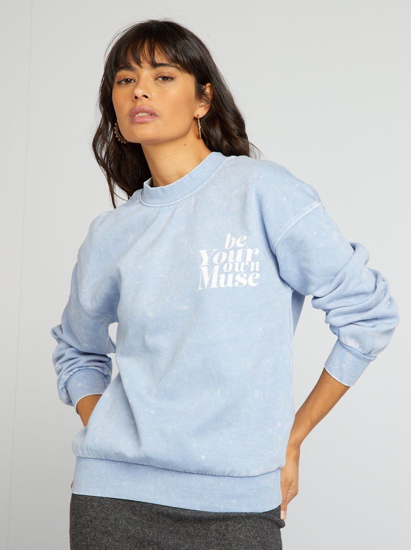 Sweatshirt deslavada AZUL - Kiabi