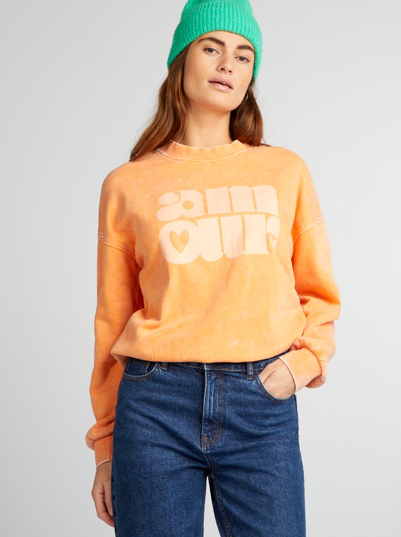 Sweatshirt deslavada LARANJA - Kiabi