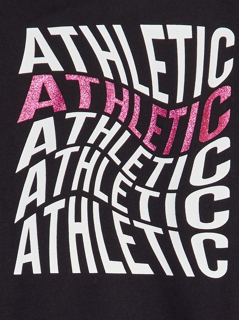 Sweatshirt desportiva com fecho e capuz em moletão PRETO - Kiabi