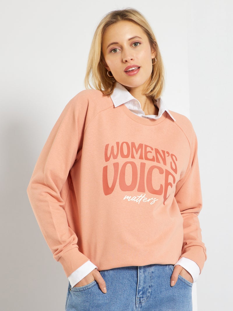 Sweatshirt 'Dia da Mulher' em moletão ROSA - Kiabi