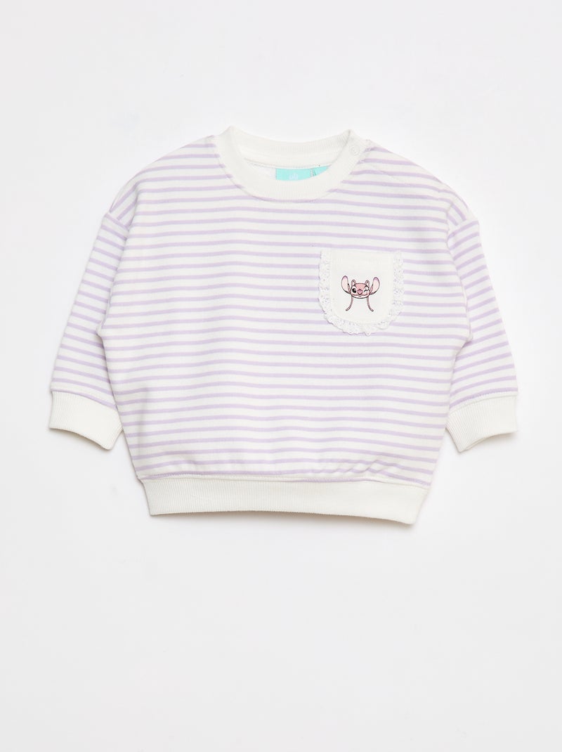 Sweatshirt 'Disney' com abertura com molas de pressão no ombro Branco - Kiabi