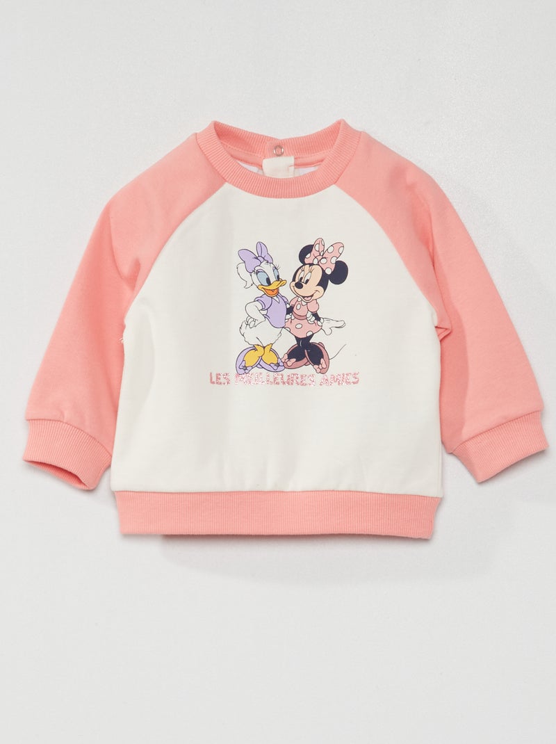 Sweatshirt 'Disney' gola redonda Ecru/ Rosa - Kiabi