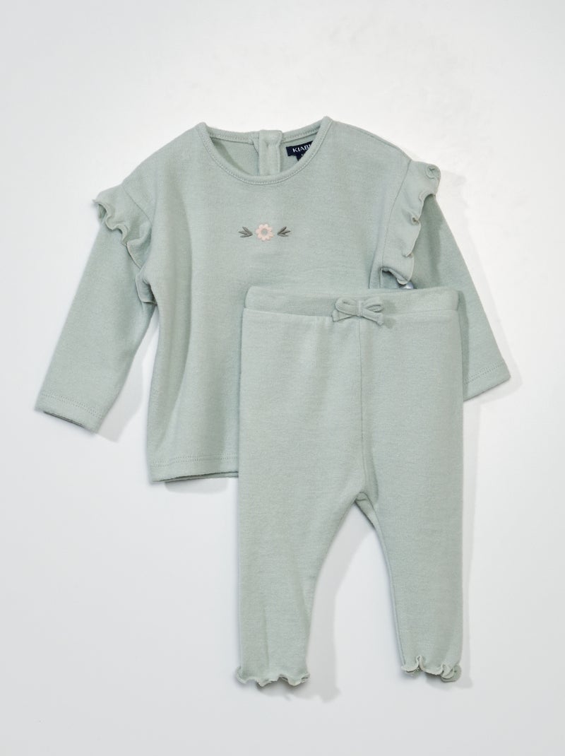 Sweatshirt e leggings em malha suave - 2 peças AZUL - Kiabi