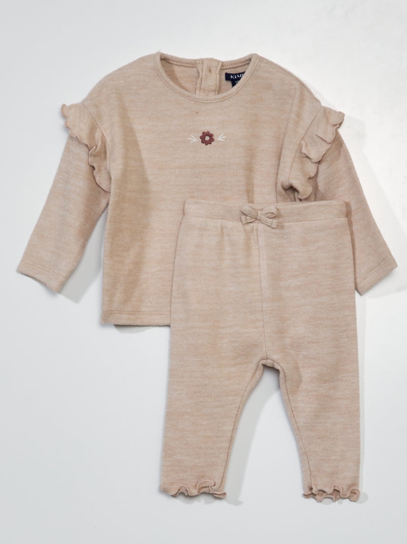 Sweatshirt e leggings em malha suave - 2 peças BEGE - Kiabi