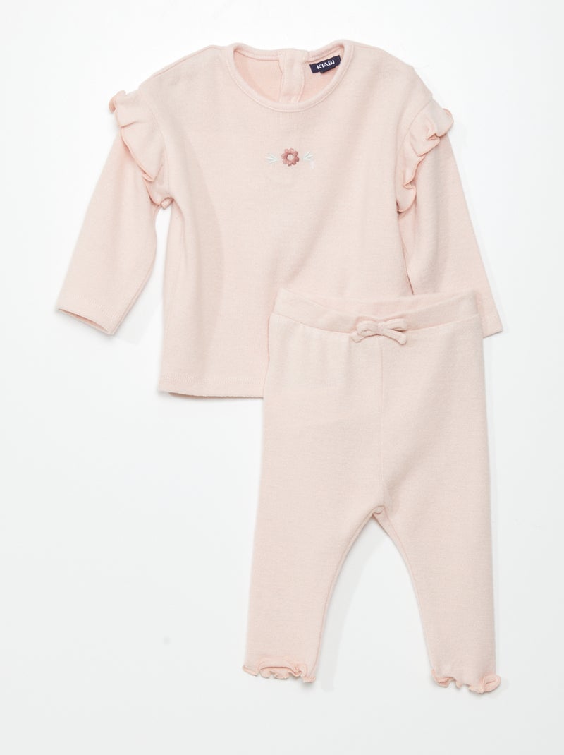 Sweatshirt e leggings em malha suave - 2 peças ROSA - Kiabi