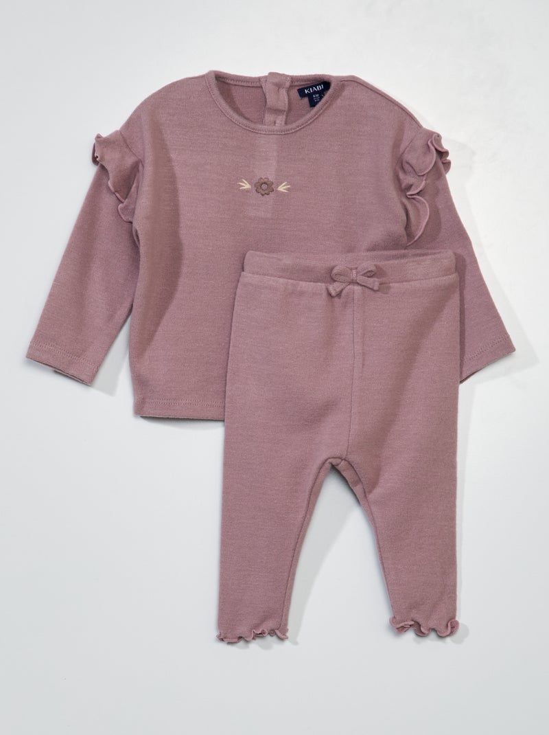 Sweatshirt e leggings em malha suave - 2 peças ROSA - Kiabi