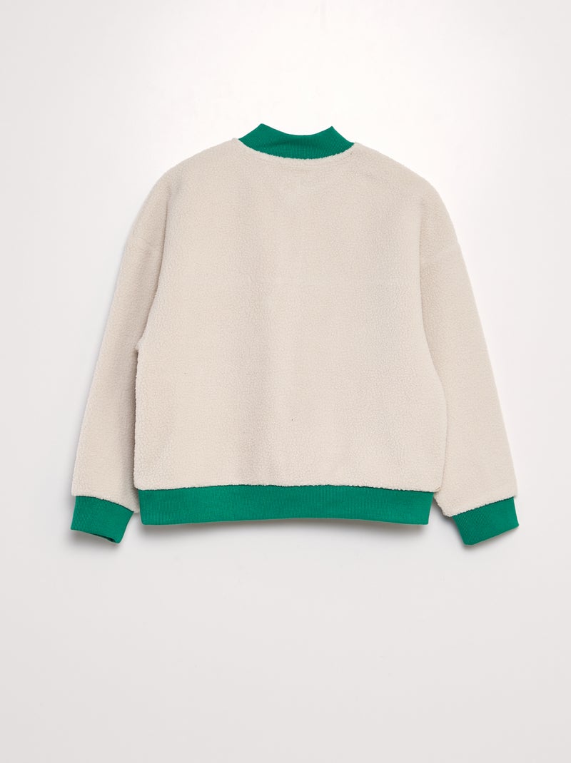 Sweatshirt efeito lã de carneiro bicolor VERDE - Kiabi