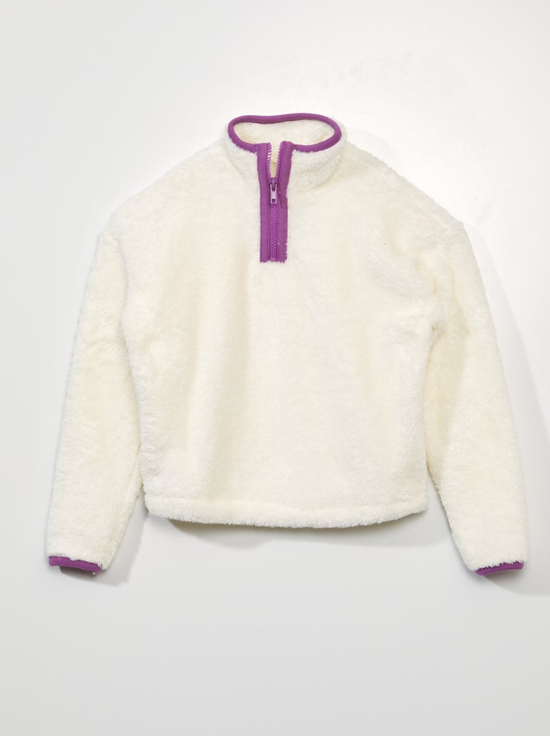 Sweatshirt efeito lã de carneiro Branco - Kiabi